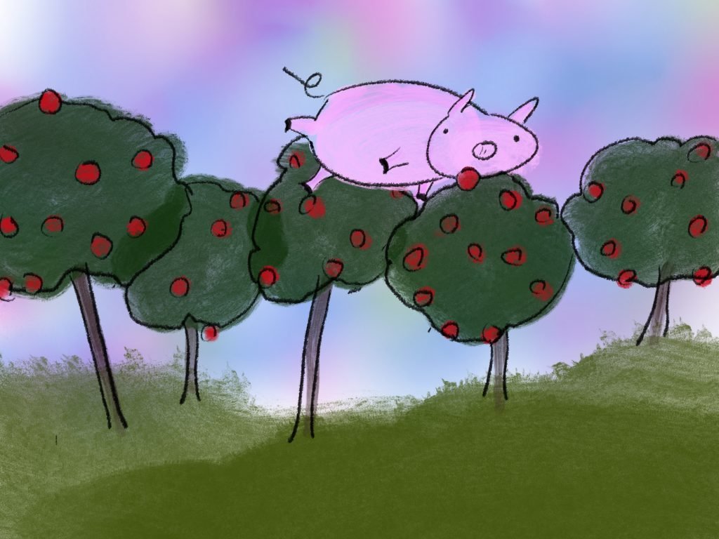 Pig Print – Apple Trees **FREE** – eserkaln.com