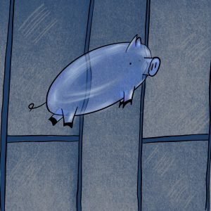 Pig Print - Crystalline Pig Above Wall Street **FREE**