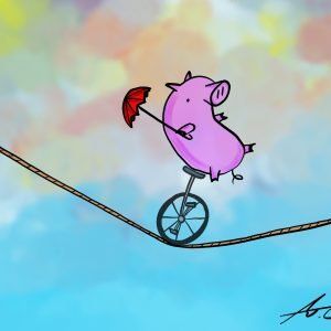 Pig Print - Tightrope Unicycle